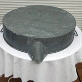 Large vintage industrial zinc basin with spout.
