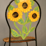 Set of 3 sunflower decorated bar stools