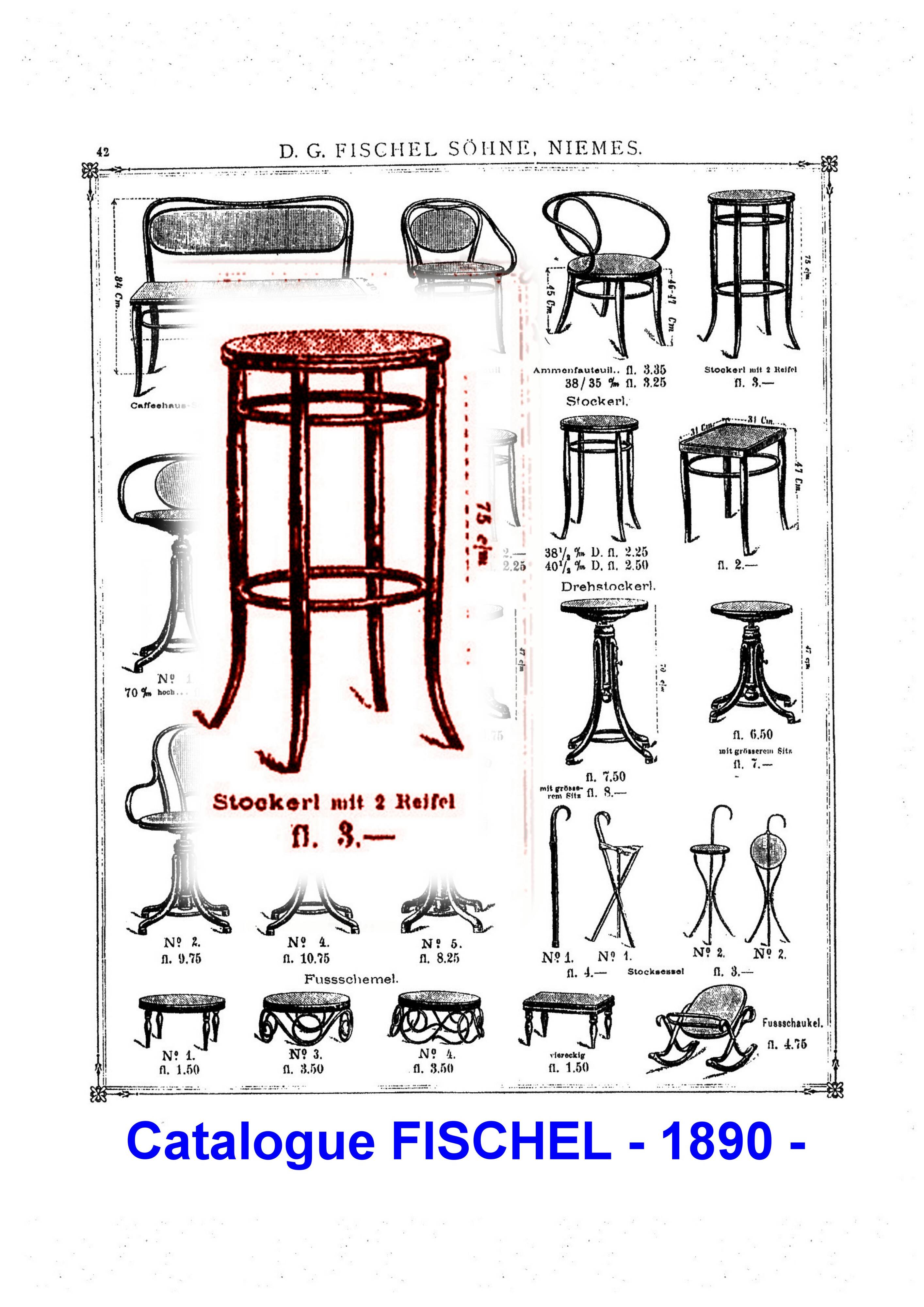 Stool: Bentwood, by Fischel around 1900, caned.