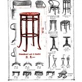 Stool: Bentwood, by Fischel around 1900, caned.