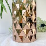 Vintage glass vase with geometric pattern in rose gold gradient