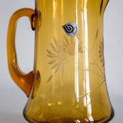 Set of six mid-century glasses and yellow Murano pot, Europe, 1960s.