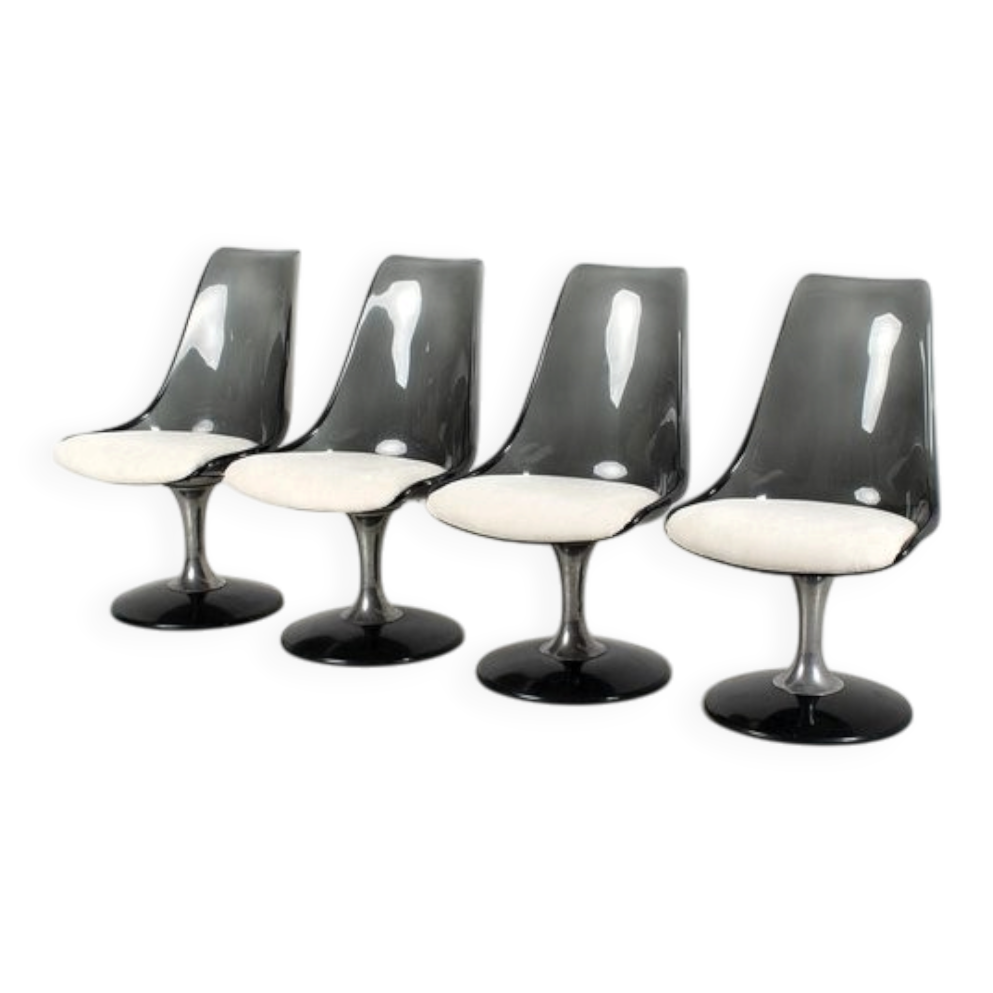 Chaises Tulipe en acrylique par Chromcraft, ensemble de 4