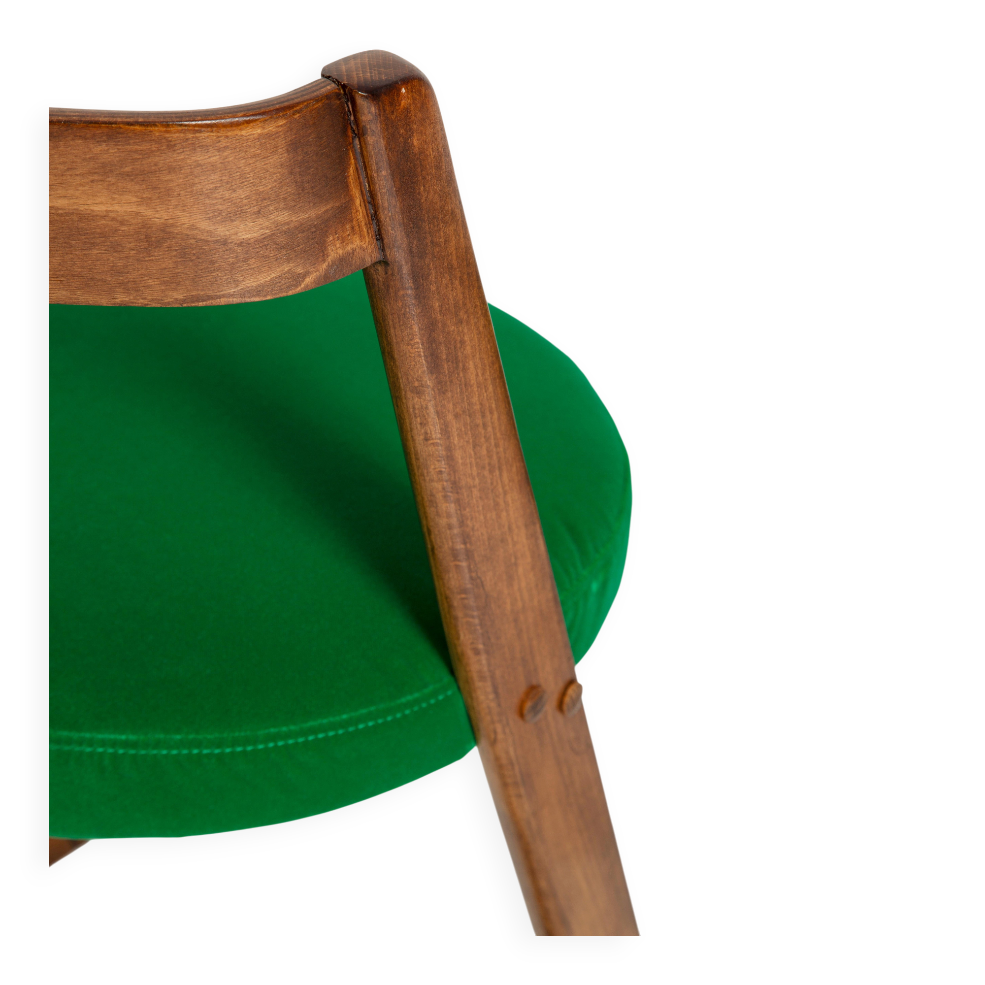 Chaise et tabouret Halfa en velours vert milieu du siècle, Baumann, France, années 1970