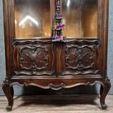 Louis XV style curved bookcase in solid walnut circa 1880-1900