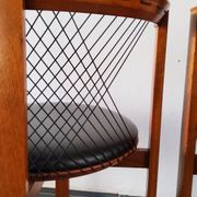 Niels Jorgen Haugesen String wood and leather chairs for Tranekaer, Denmark