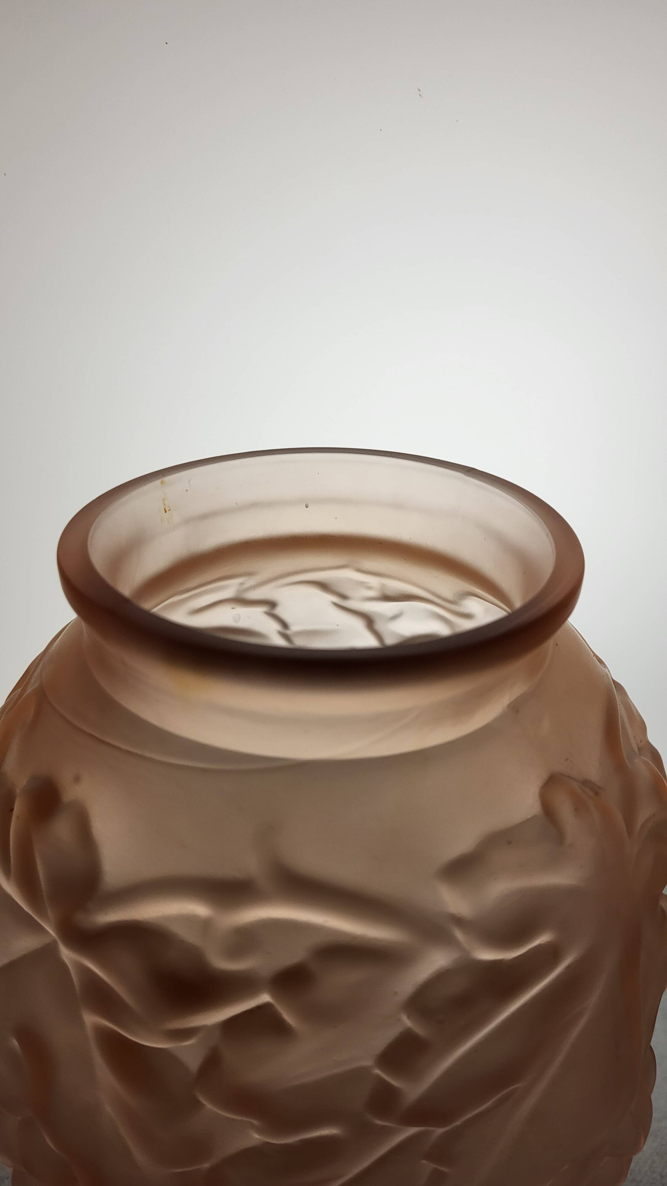 Art Deco glass paste vase Vine leaves signed Souchon Neuvesel