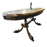 Oval coffee table in onyx and bronze – natural stone top – st