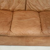 Cinna sofa. Circa 1970. Foam and "caramel" leather. 3 seats.