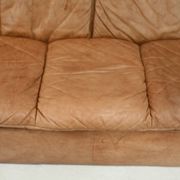 Cinna sofa. Circa 1970. Foam and "caramel" leather. 3 seats.