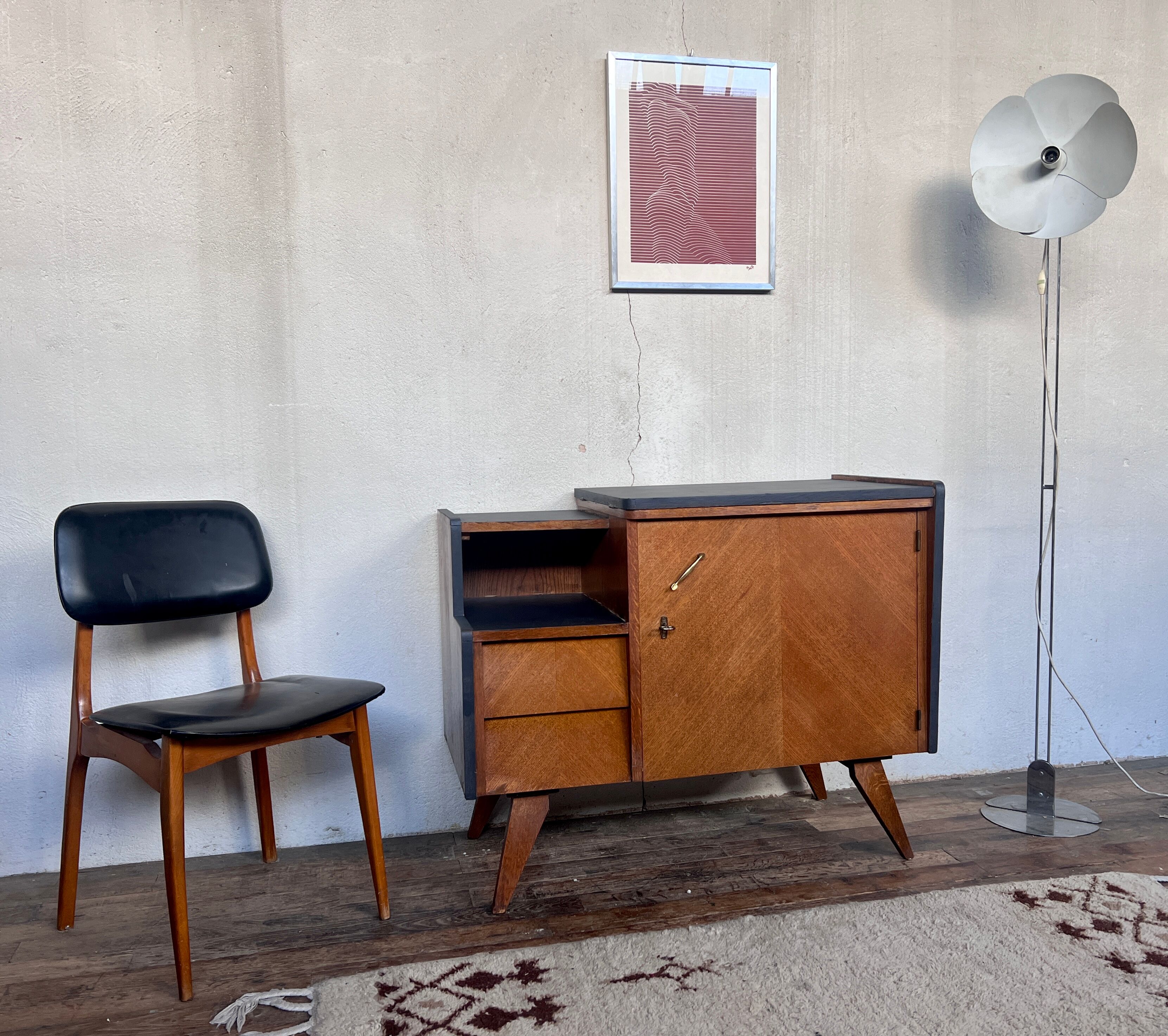 Meuble tv enfilade vintage pieds compas
