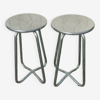 Pair of stools Habitat in cast aluminum 1980 vintage