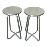 Pair of stools Habitat in cast aluminum 1980 vintage