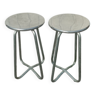 Paire de tabourets Habitat en fonte d'aluminium 1980 vintage