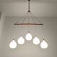 Opaline and Teak Chandelier by Uno and Östen Kristiansson for Luxus