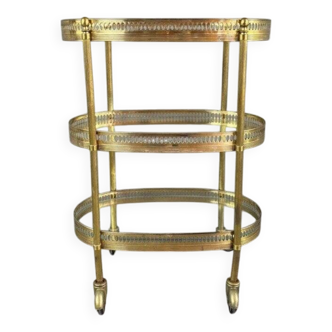 Table, Bar Roulant, Chariot De Service En Laiton Doré, Années 1960, XXe Siè