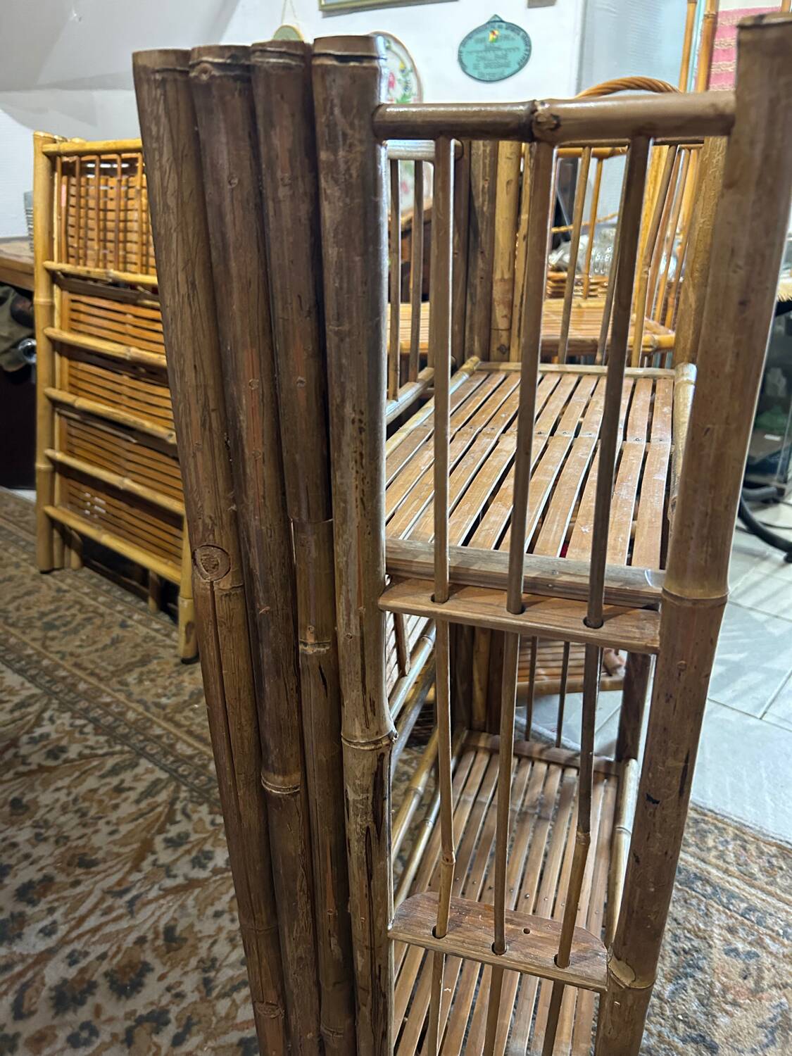 Bamboo standing shelf from the 60s