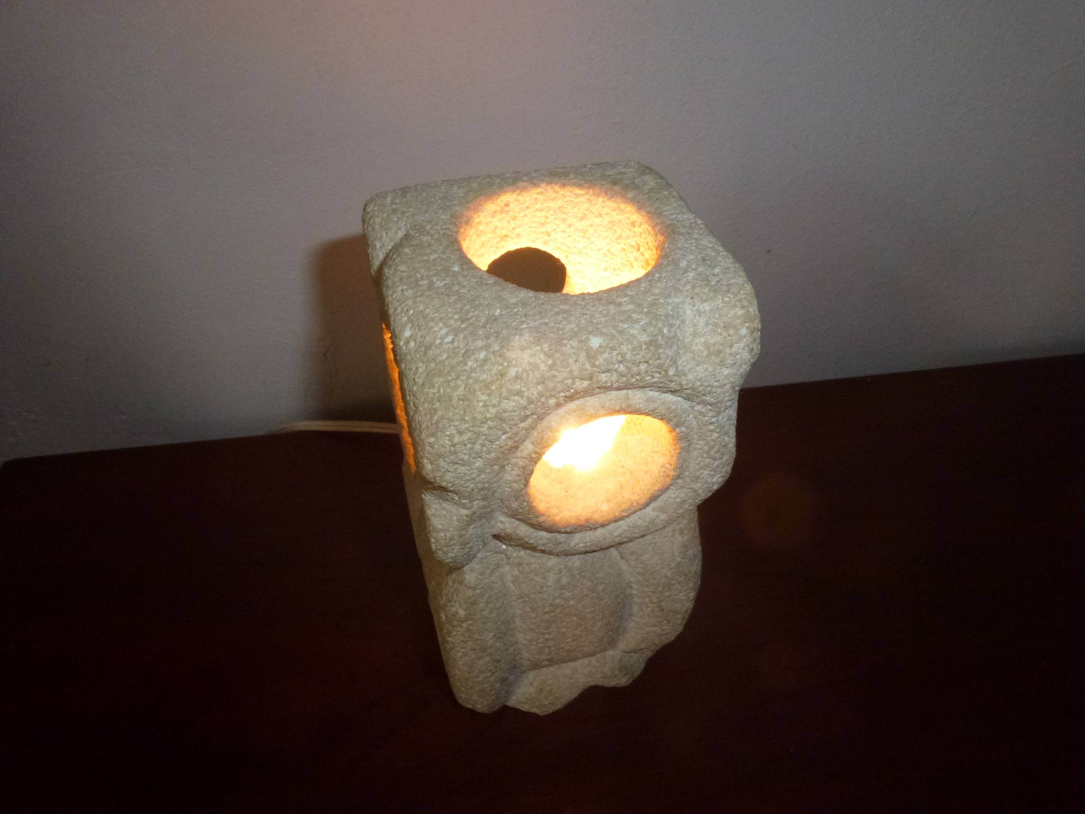 Owl Lamp Owl Albert Tormos Stone Sculpture Vintage 60s