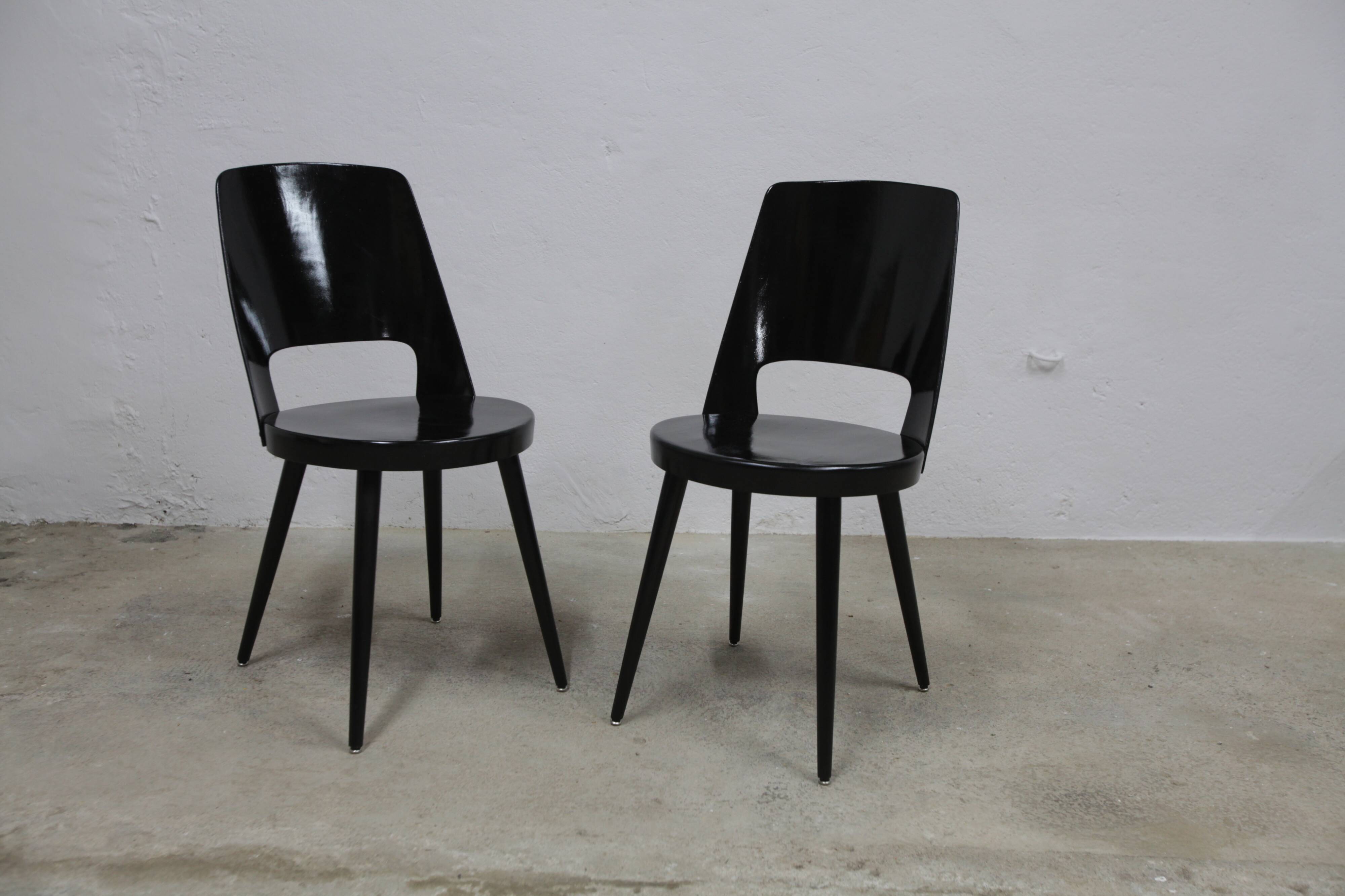Pair of Baumann Montdor model chairs restored black 1980