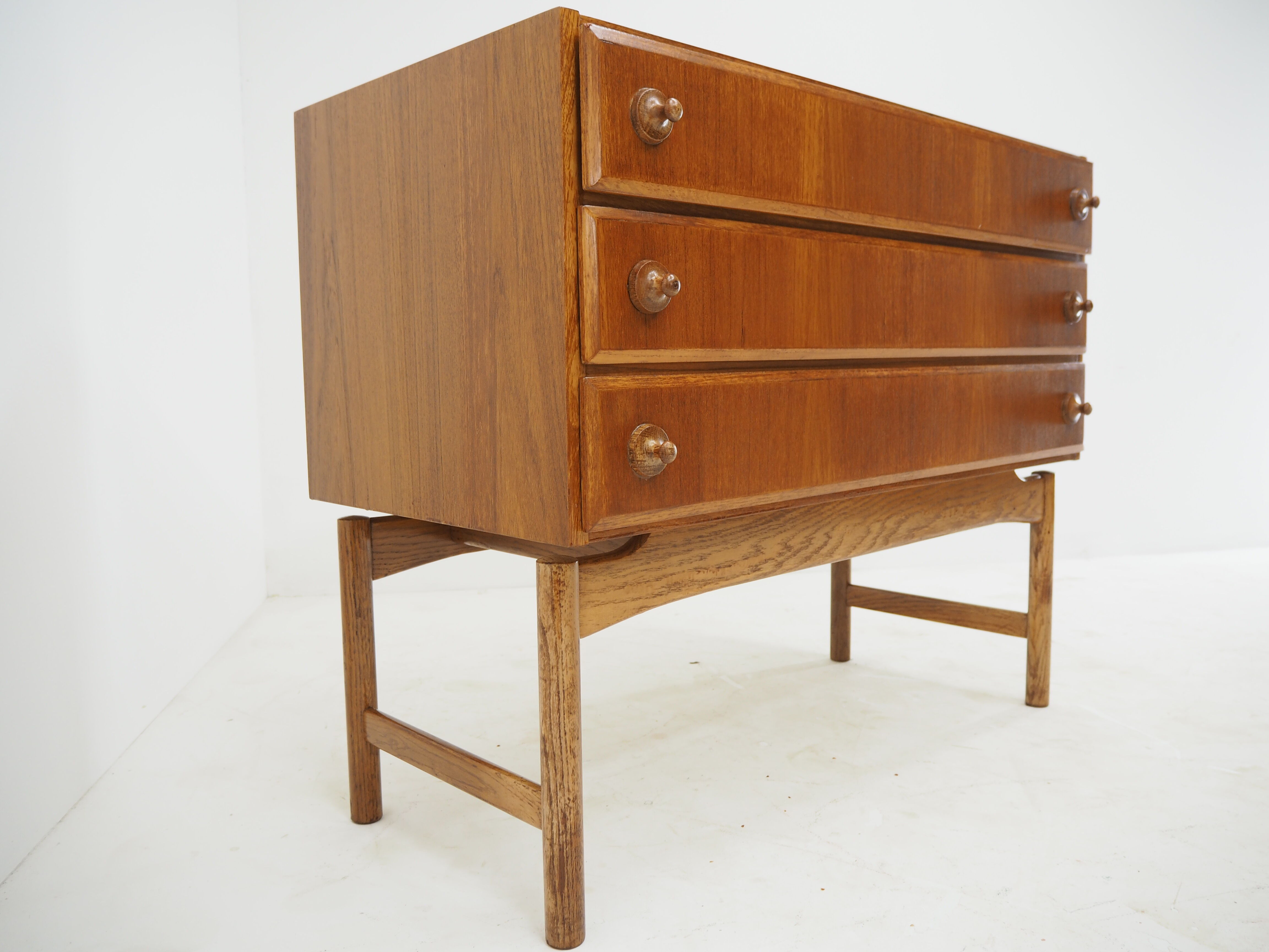 1960 Rare Teak and Oak Chest of Drawers by Krasna Jizba ,Czechoslovakia