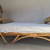 Vintage rattan and wicker bed