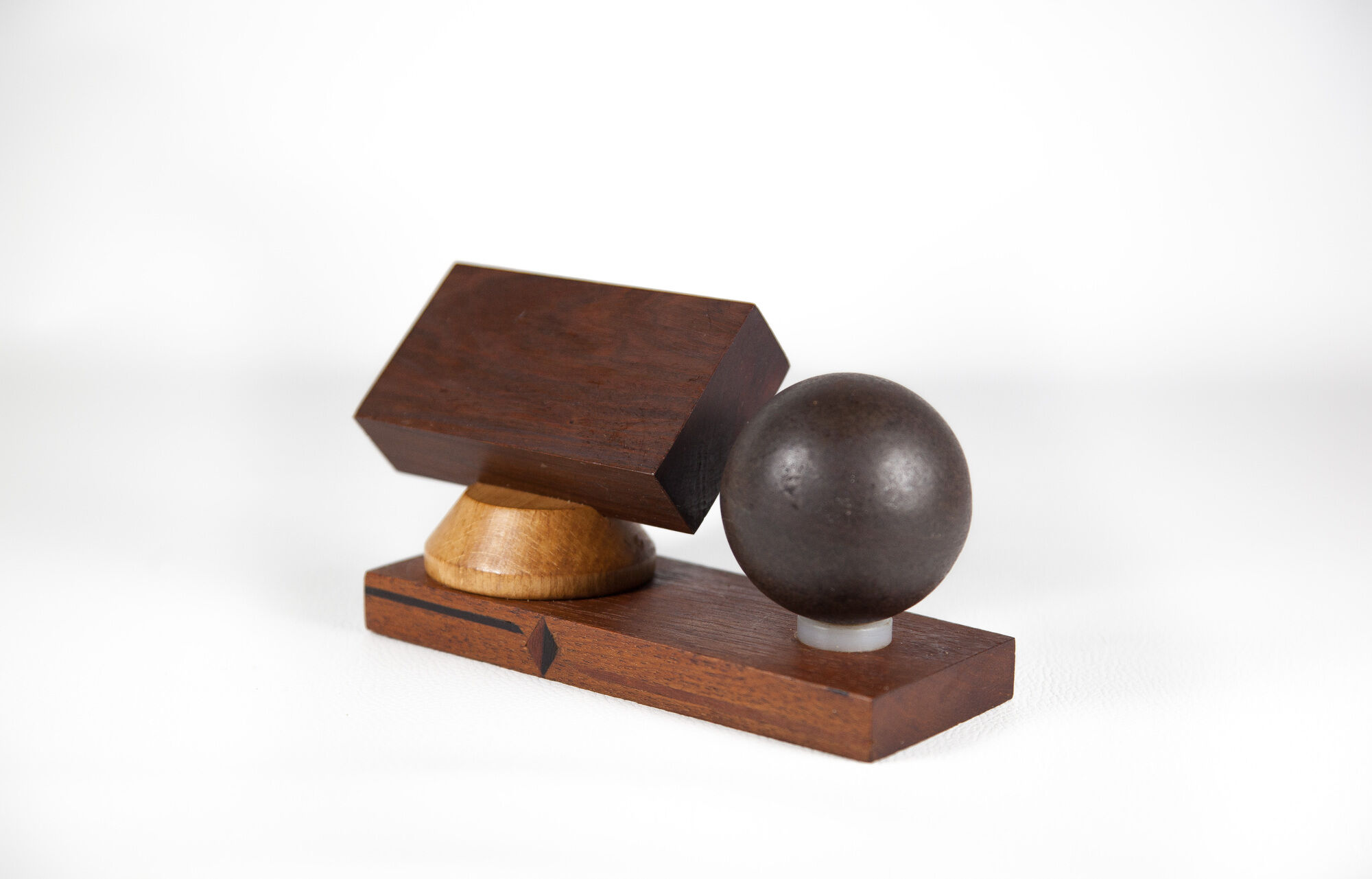 Vintage pen holder, wood paper press and metal ball