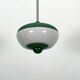 Mid-Century green lacquer and milk glass pendant. Italy 1950s