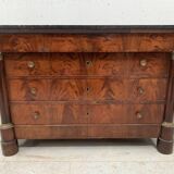 Commode Empire en acajou a demi colonnes XIX siècle