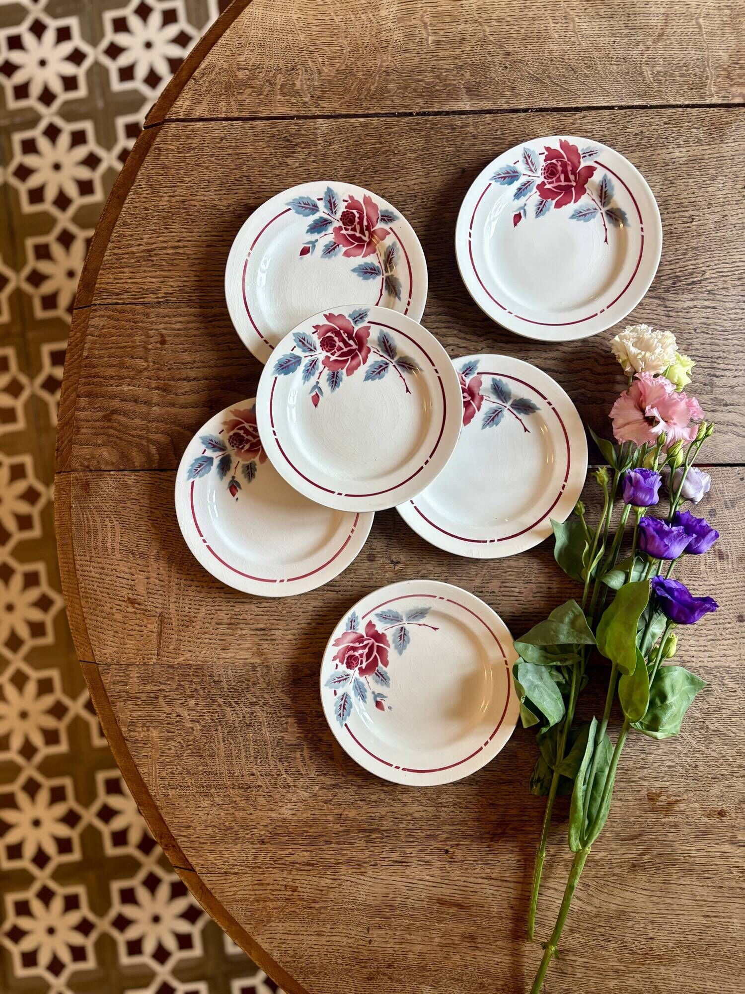 Set of 6 vintage dessert plates Model Nice by Moulin des Loups