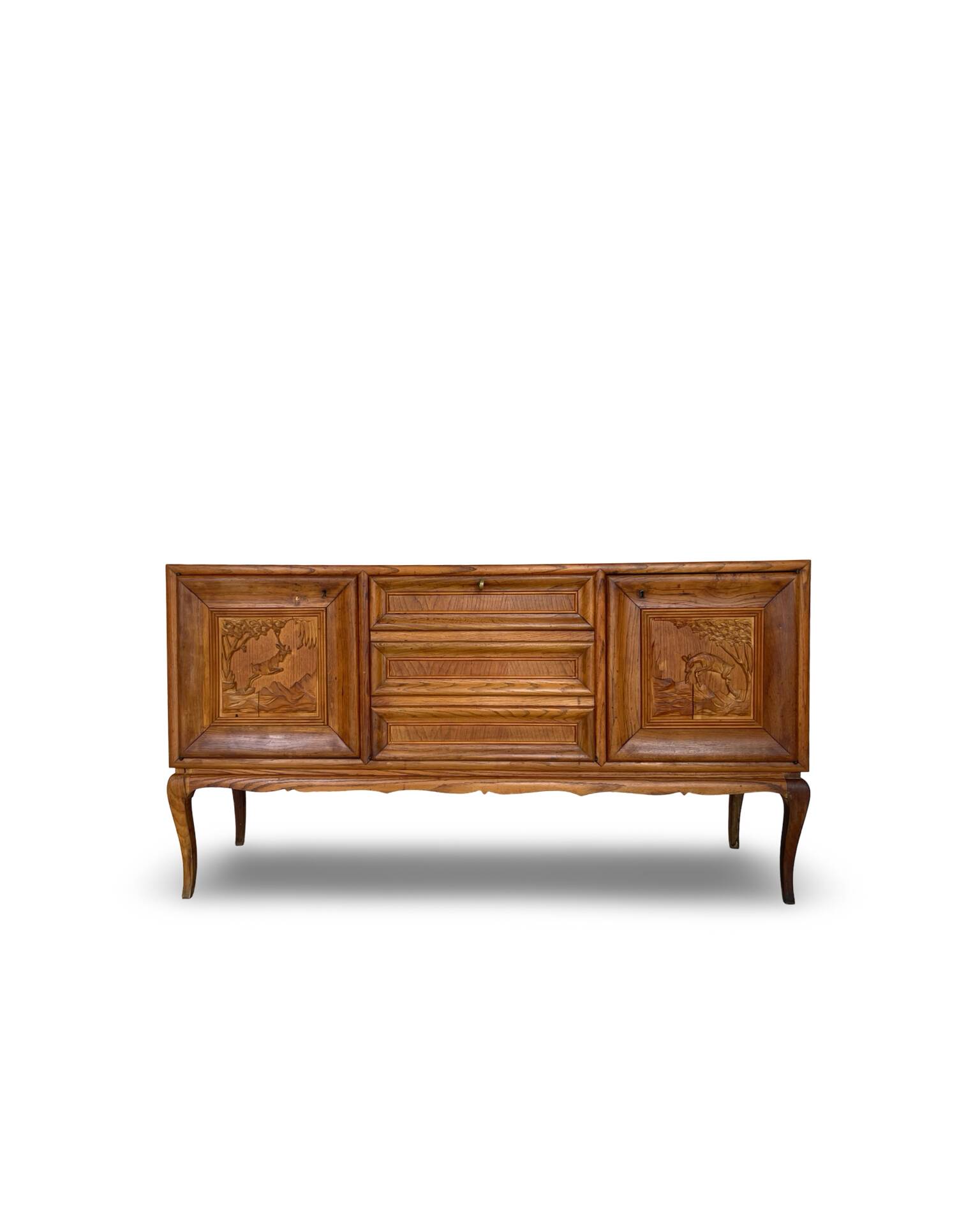 Italian Mid-Century cherrywood veneered and solid wood sideboard.