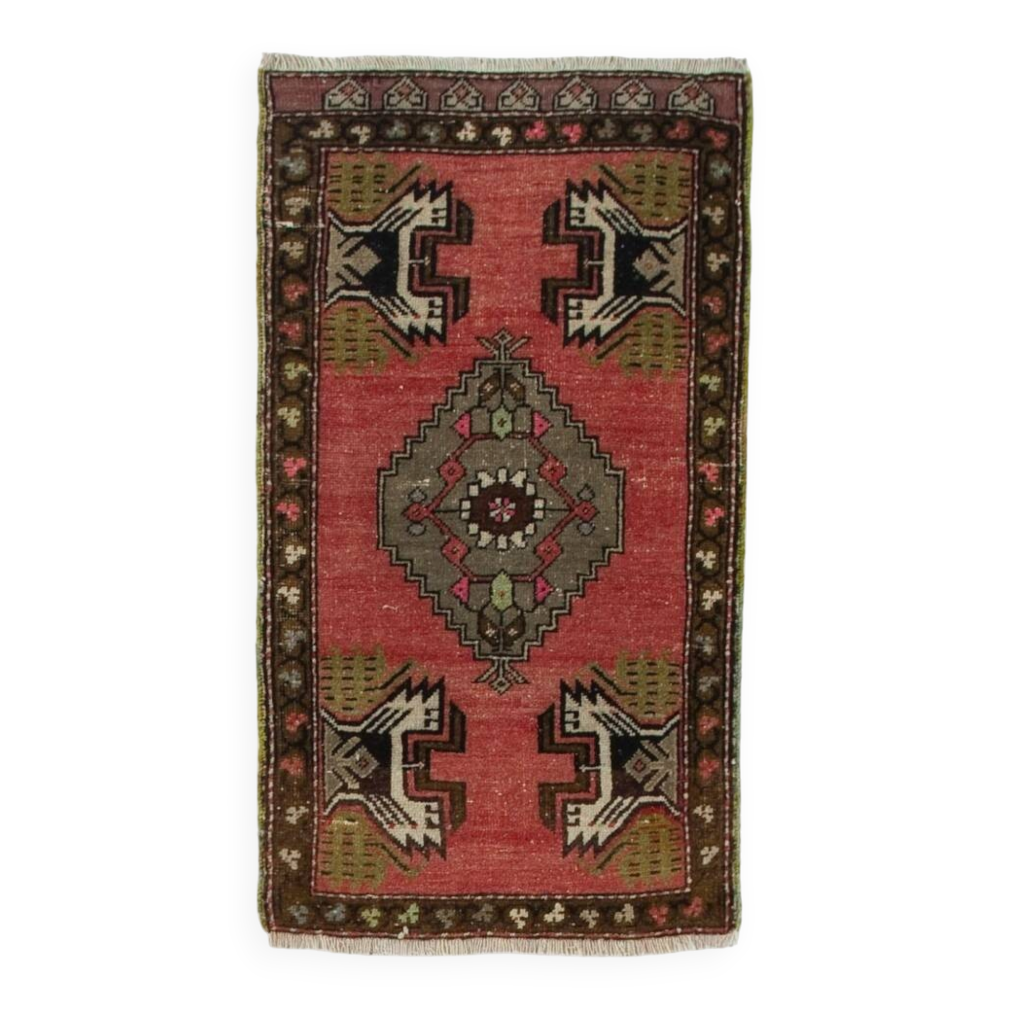 Handmade Accent Rug. Vintage Door Mat. Turkish Seat Cover. Entryway Mat. Kitchen Rug