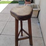 Tabouret bar brutaliste tripode vintage