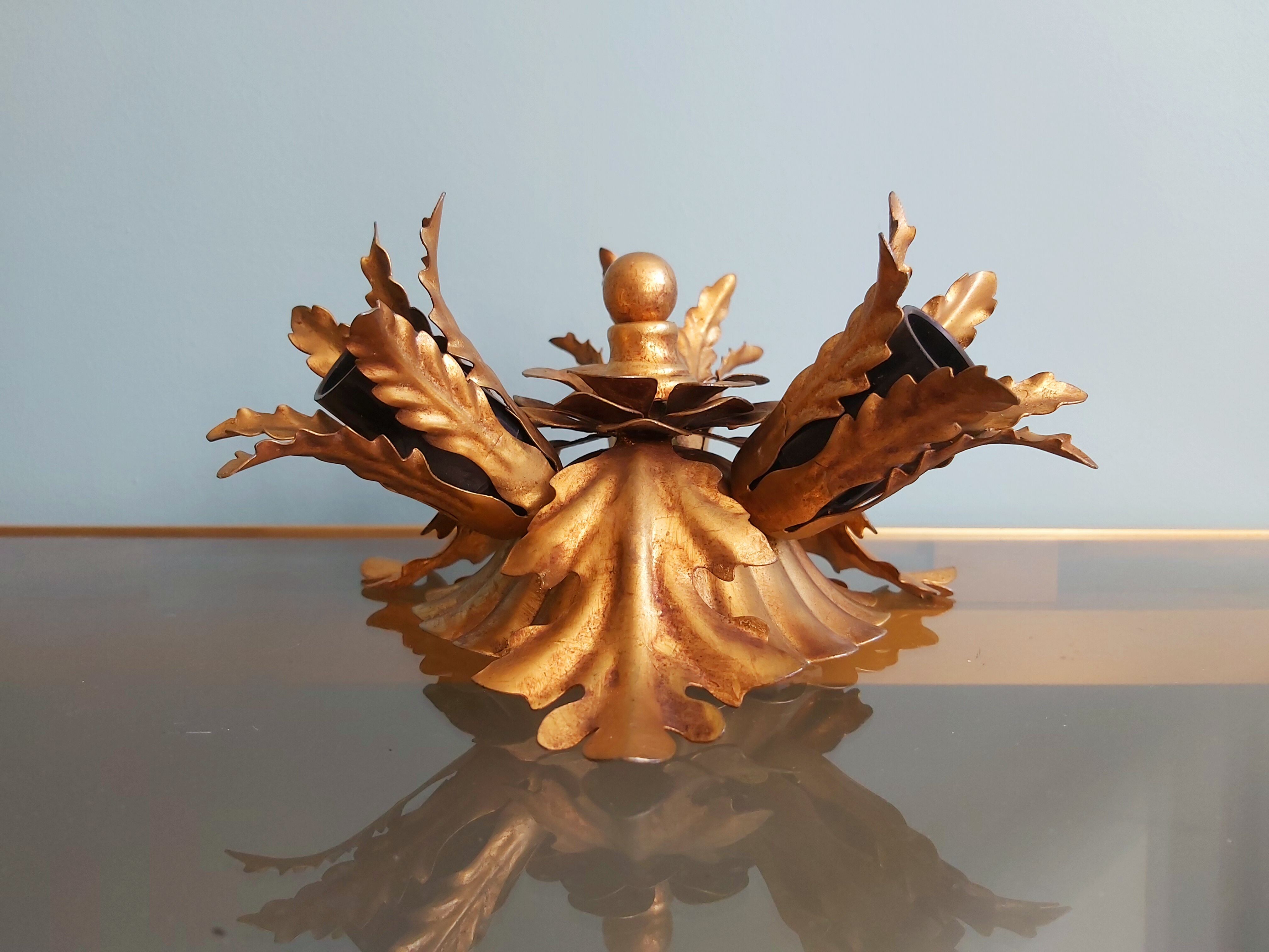 Wall lamp/ceiling lamp in gilded metal, Banci Firenze, 70s