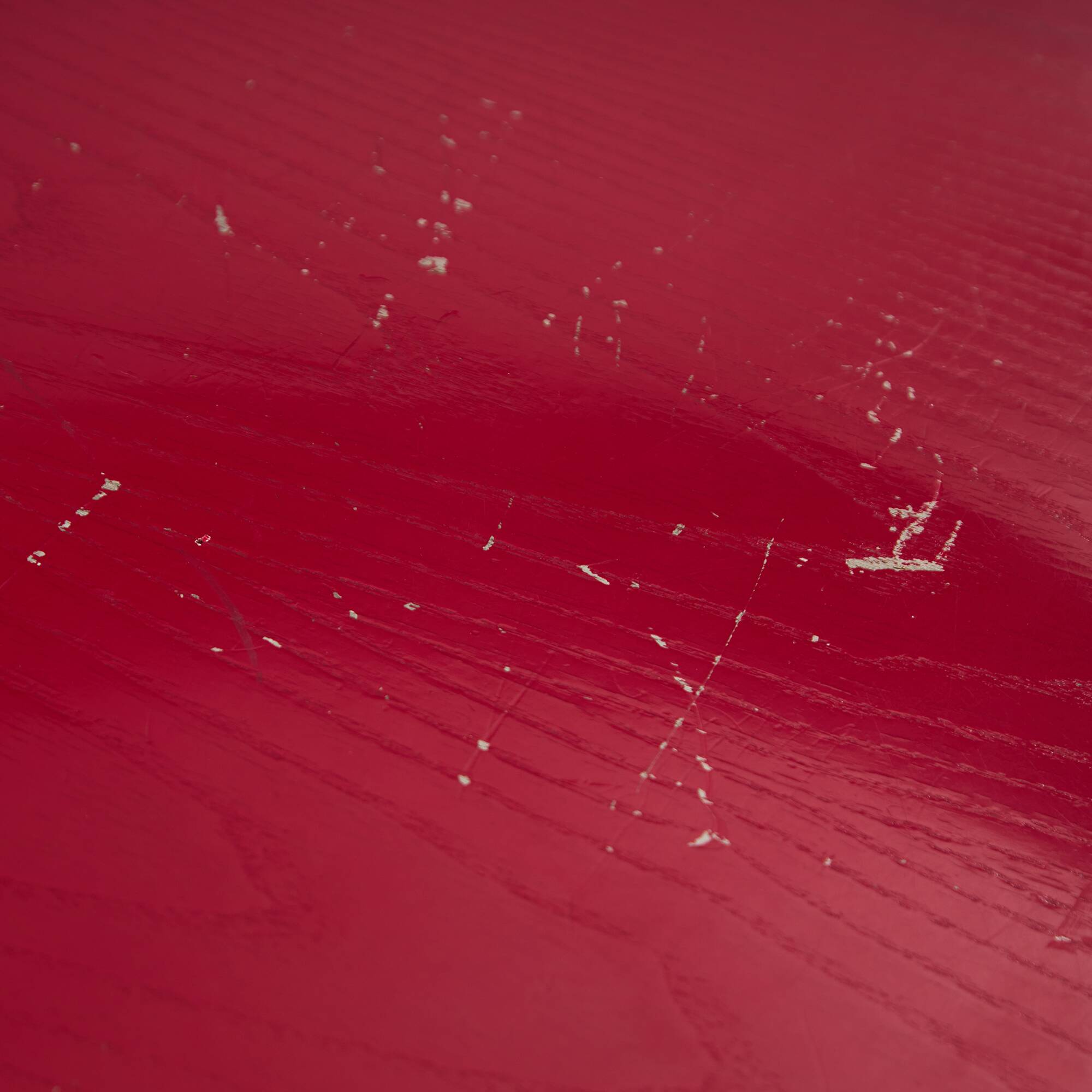 Red Plywood and Curved Metal Frame Chair