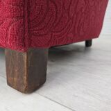 1950s, Danish relax armchair, red furniture fabric, ash wood legs.