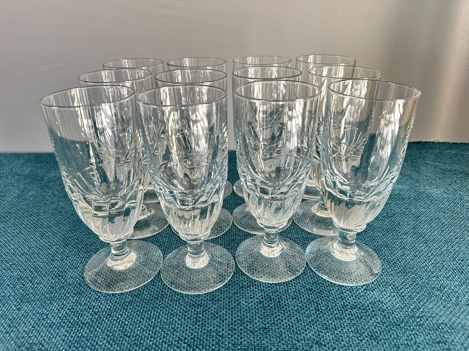 Set of 12 large Baccarat crystal glasses