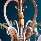 Florentine pendant lamp in hand-painted polychrome metal