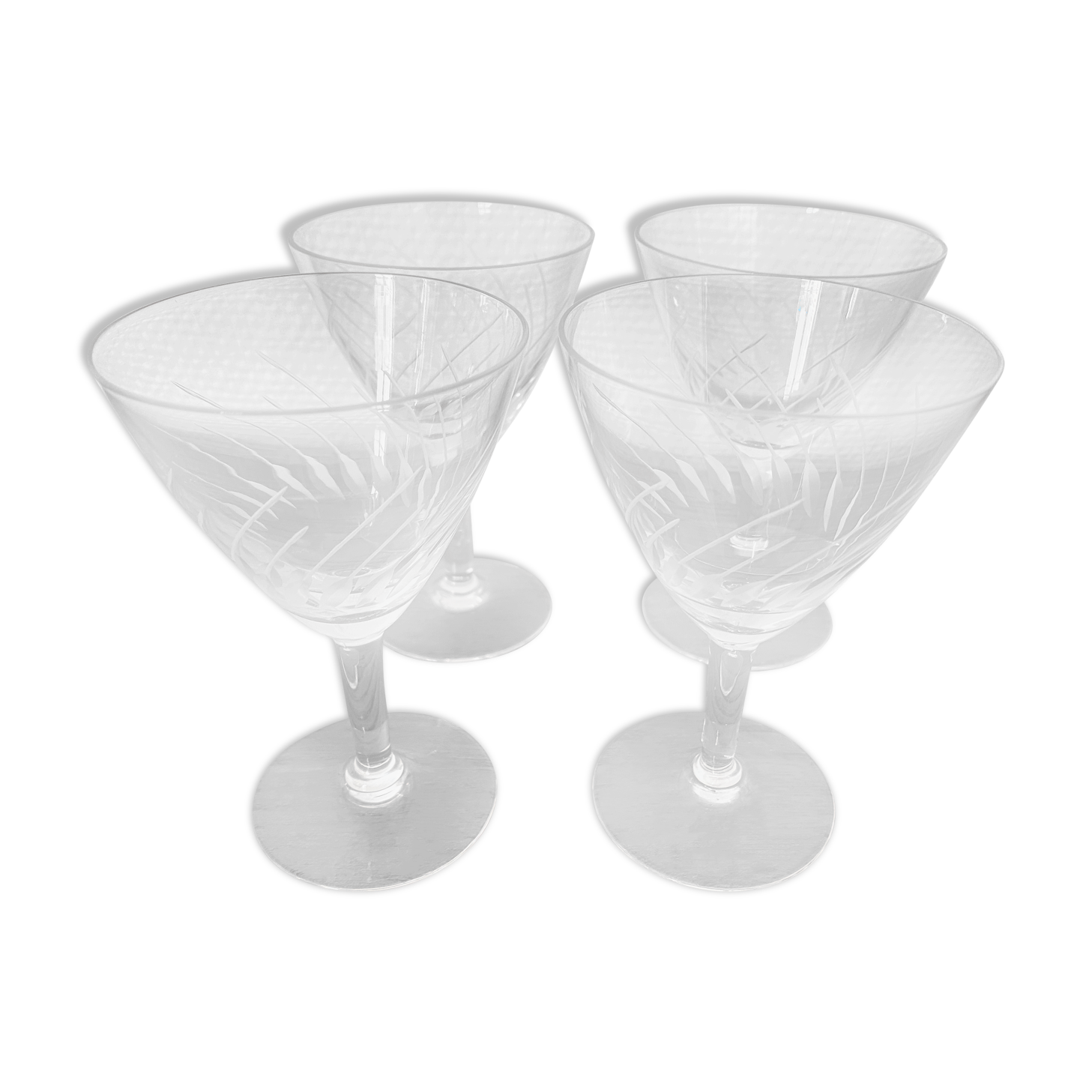 4 wine glasses in engraved glass 9 cl