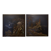 2 Asian paintings in painted wood
