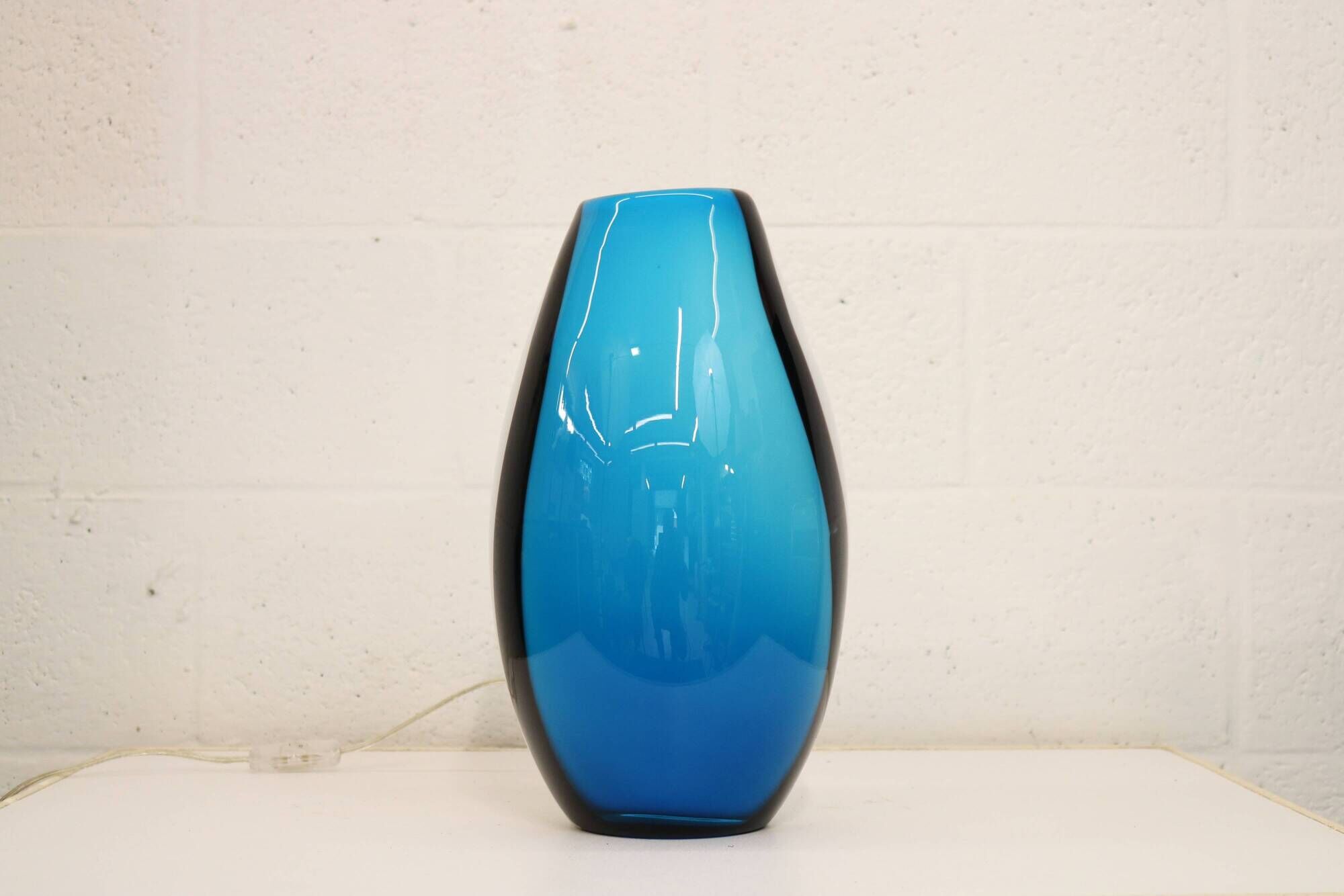 Eglo handblowed glass table lamp - Empori 87756 - Opaline and blue glass