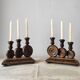 Brutalist turned wood candlestick holders – vintage 50s-60s