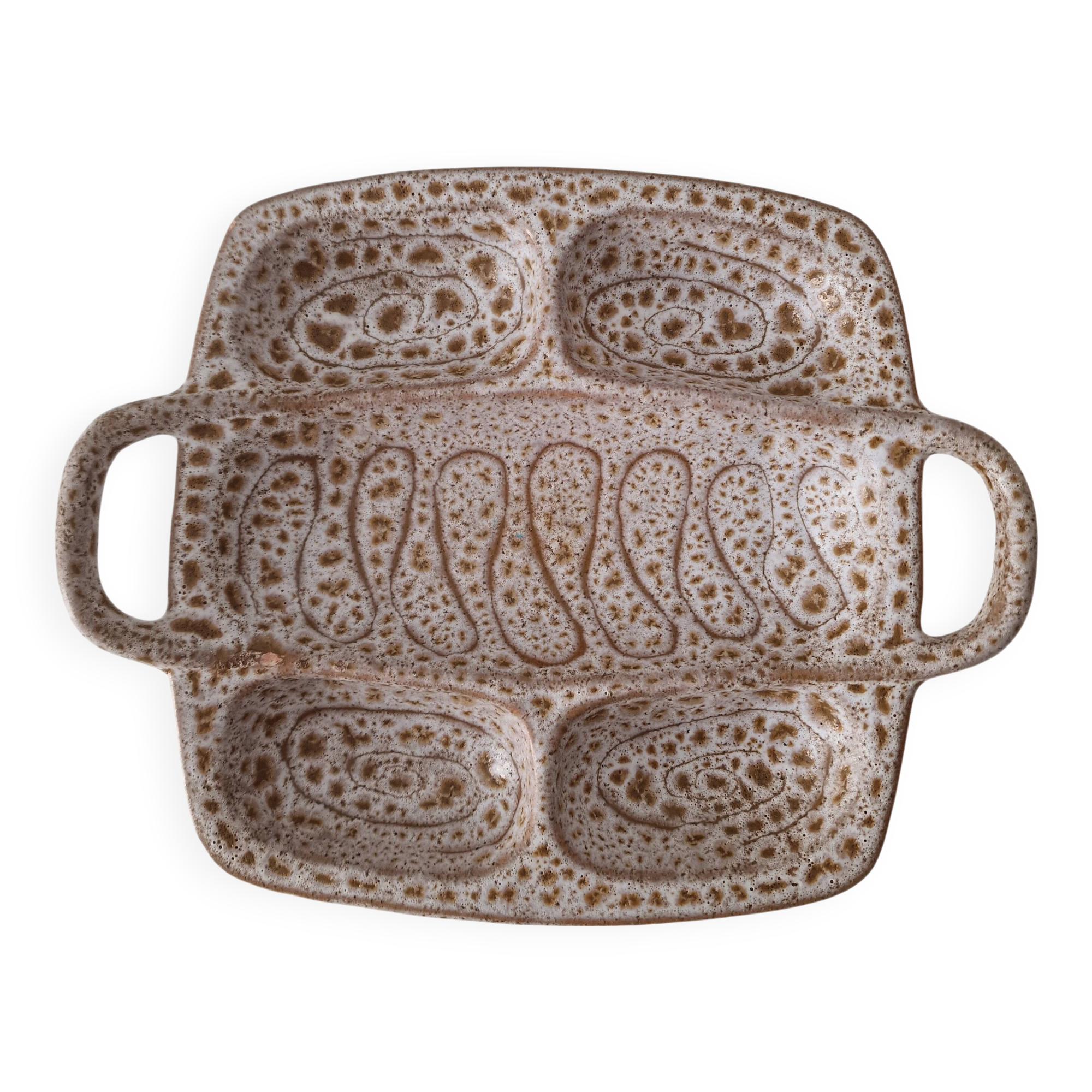 Dish with aperitif compartment / empty pocket signed Austruy Vallauris