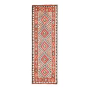 1970s vintage Turkish hand-knotted wool cotton brown runner rug 90x286