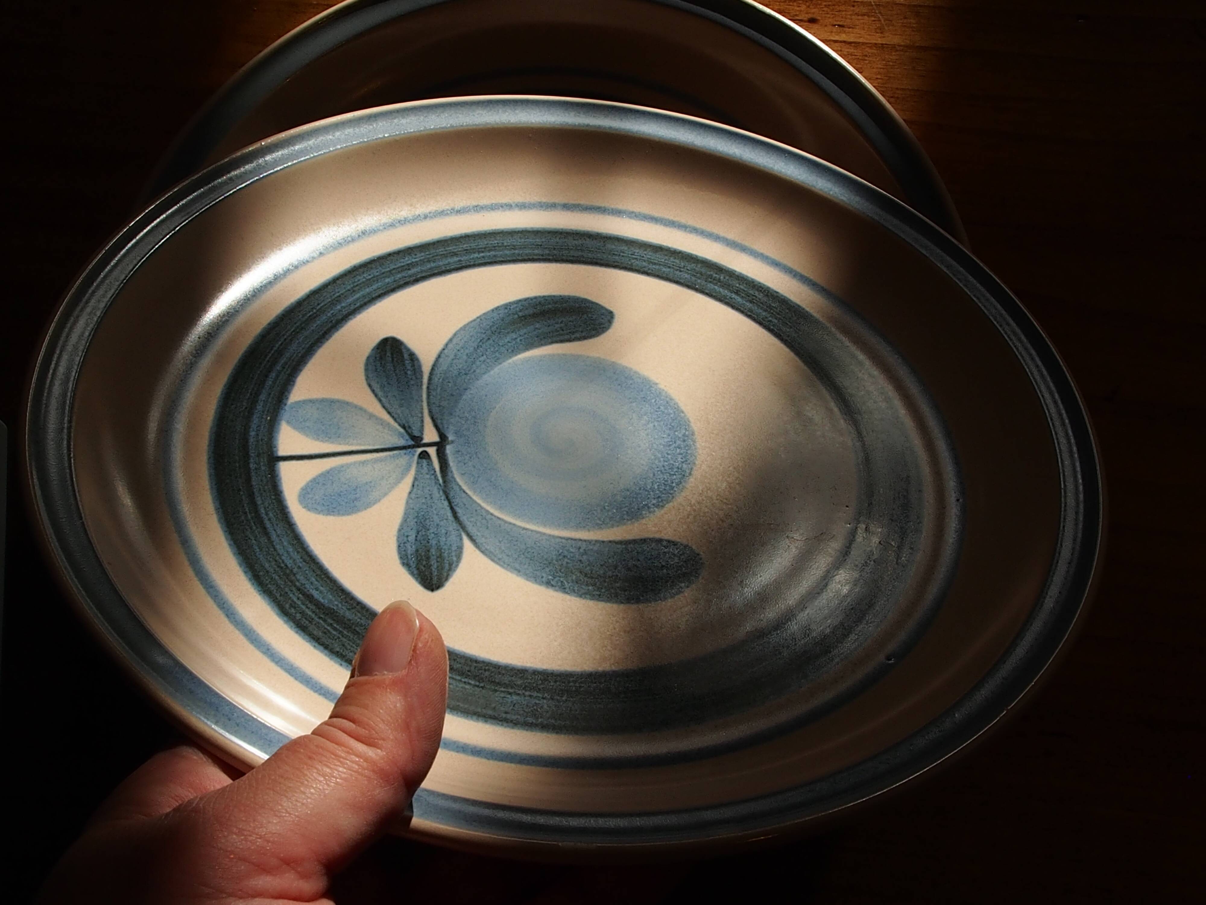 Set of 4 flat plates in Gien earthenware Angona model