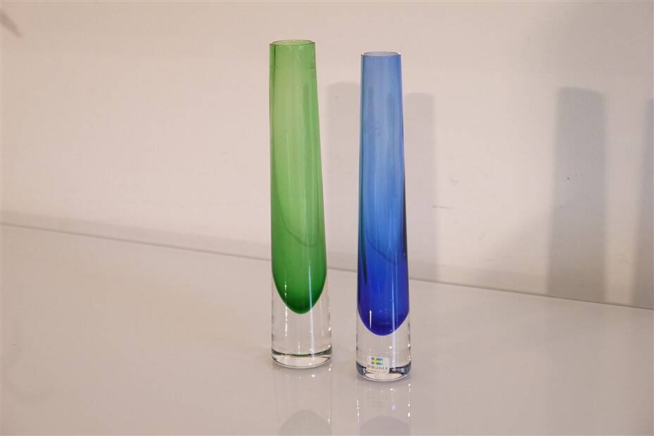 Pair of Scandinavian glass vases from Bergdala 1970