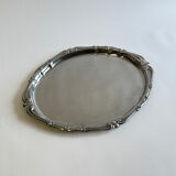 Vintage Mid Century Modern Baroque pattern stainless steel serving tra