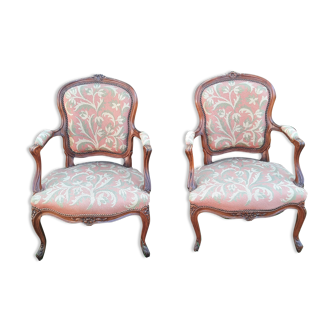 Pair of Louis XV style armchairs