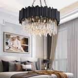 Modern designer chandelier in glass and metal
