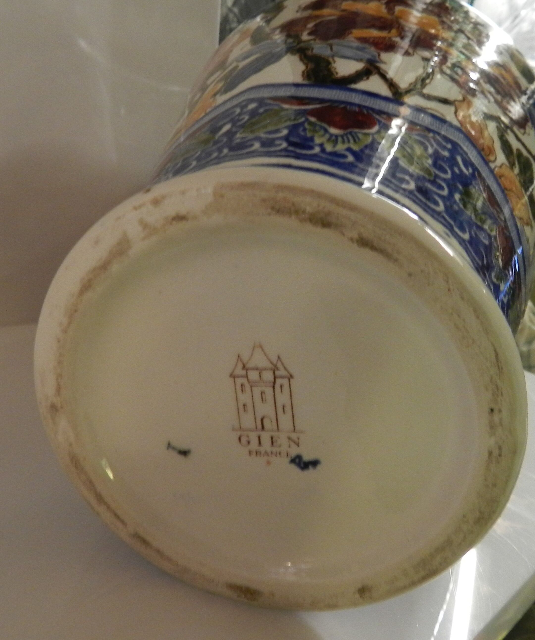 Gien peony model amphora vase