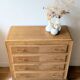 Commode vintage rénovée, chêne blond, pieds compas, années 50 60